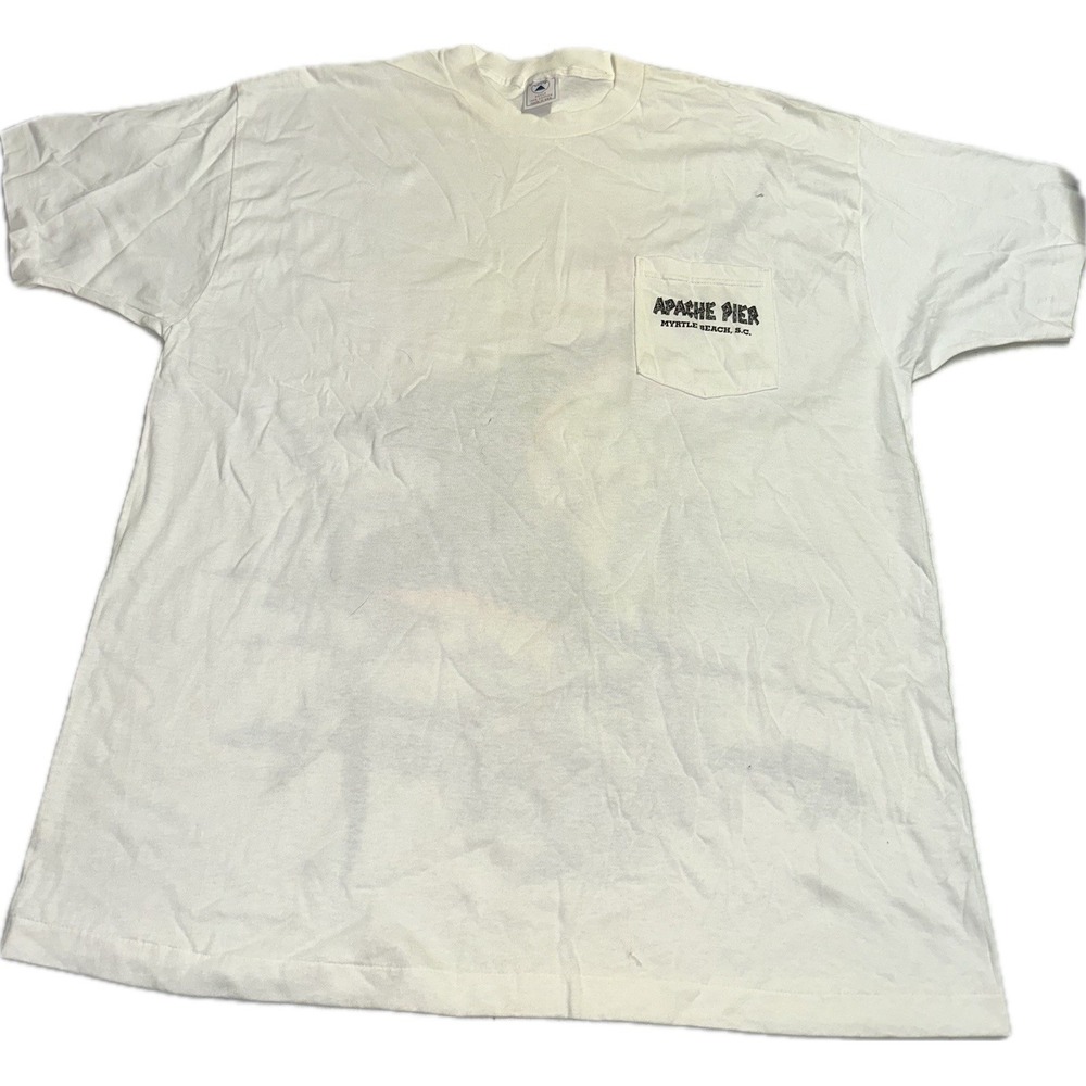 Vintage 90's Single Stitch Apache Beach Myrtle Beach‎ SC T-Shirt Men's XL White
